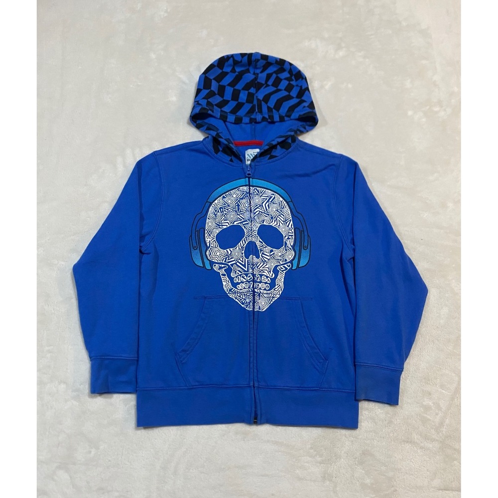 Old Navy Boys Blue Skull Music Graphic Zip Up Hoodie Size M 8 S/519903-03